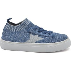Hoo Shoes Kelly Star Knit Sock Sneakers in blue fits up to a toddler 9